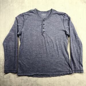 Flint and Tinder Marled LS Henley Shirt Men's Medium Heather Blue Cotton USA